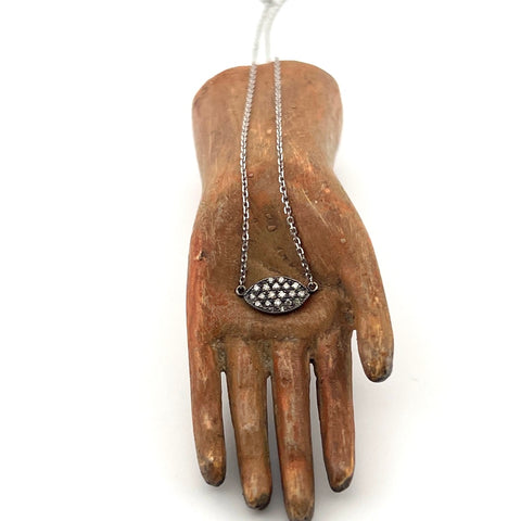 Oxidized sterling silver pave eye necklace Oxidized sterling silver pave eye necklace