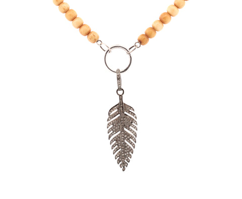 Oxidized sterling silver diamond feather pendant Oxidized sterling silver diamond feather pendant