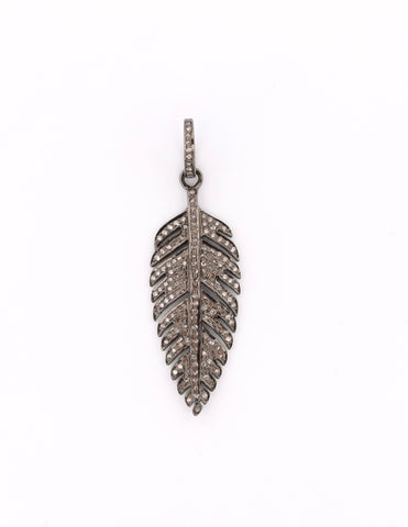 Oxidized sterling silver diamond feather pendant Oxidized sterling silver diamond feather pendant