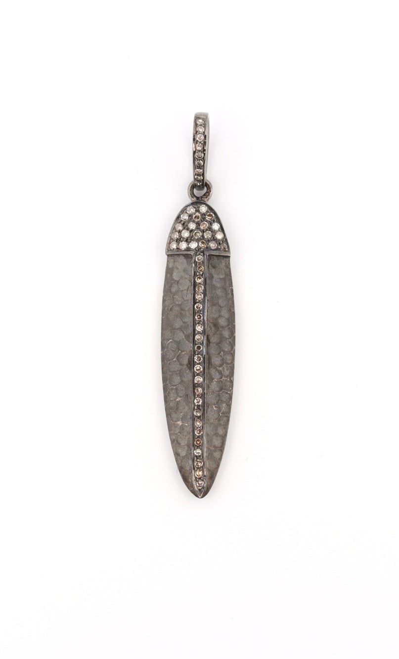 Oxidized sterling silver feather pendant