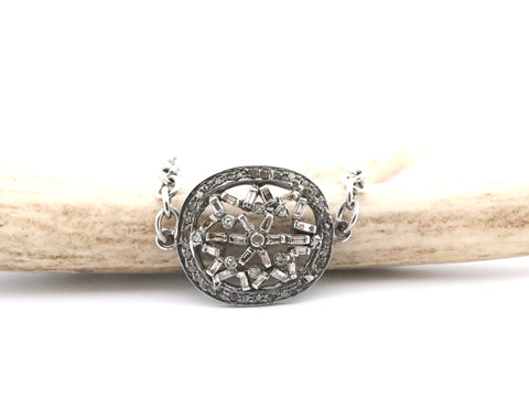 Oxidized sterling silver & baguette diamond bracelet Oxidized sterling silver & baguette diamond bracelet