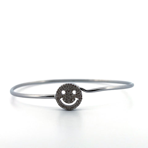 Oxidized sterling silver pave diamond smile emoji bracelet Oxidized sterling silver pave diamond smile emoji bracelet