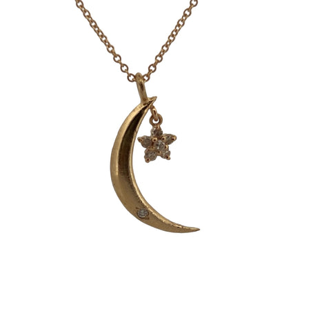 Gold moon and diamond star necklace Gold moon and diamond star necklace