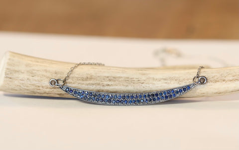 Pave blue sapphire bar Pave blue sapphire bar