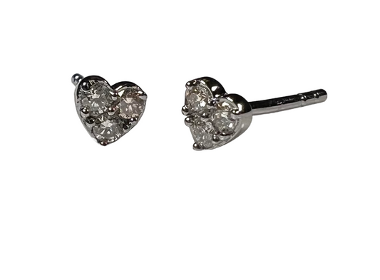 Pave diamond heart stud earrings