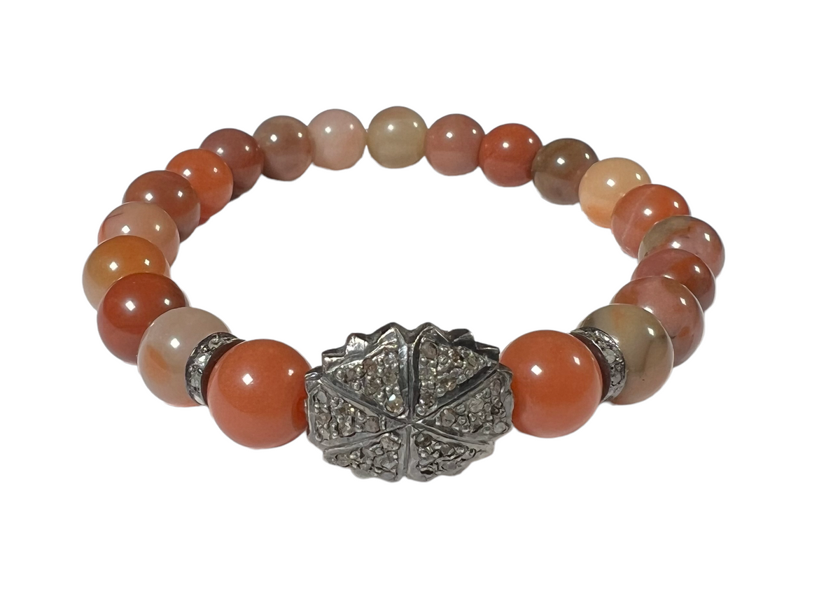 Jade and diamond stretchy bracelet