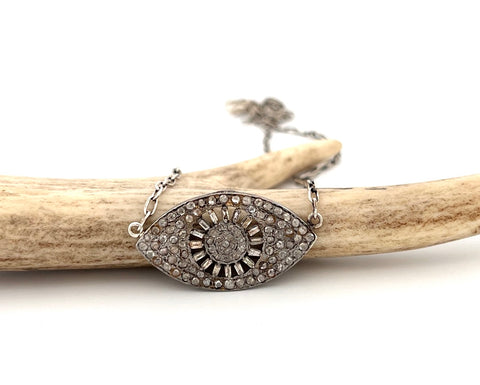 Oxidized pave diamond eye