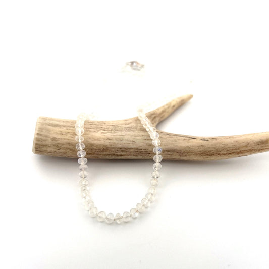 Faceted moonstone necklace hand knotted on silk