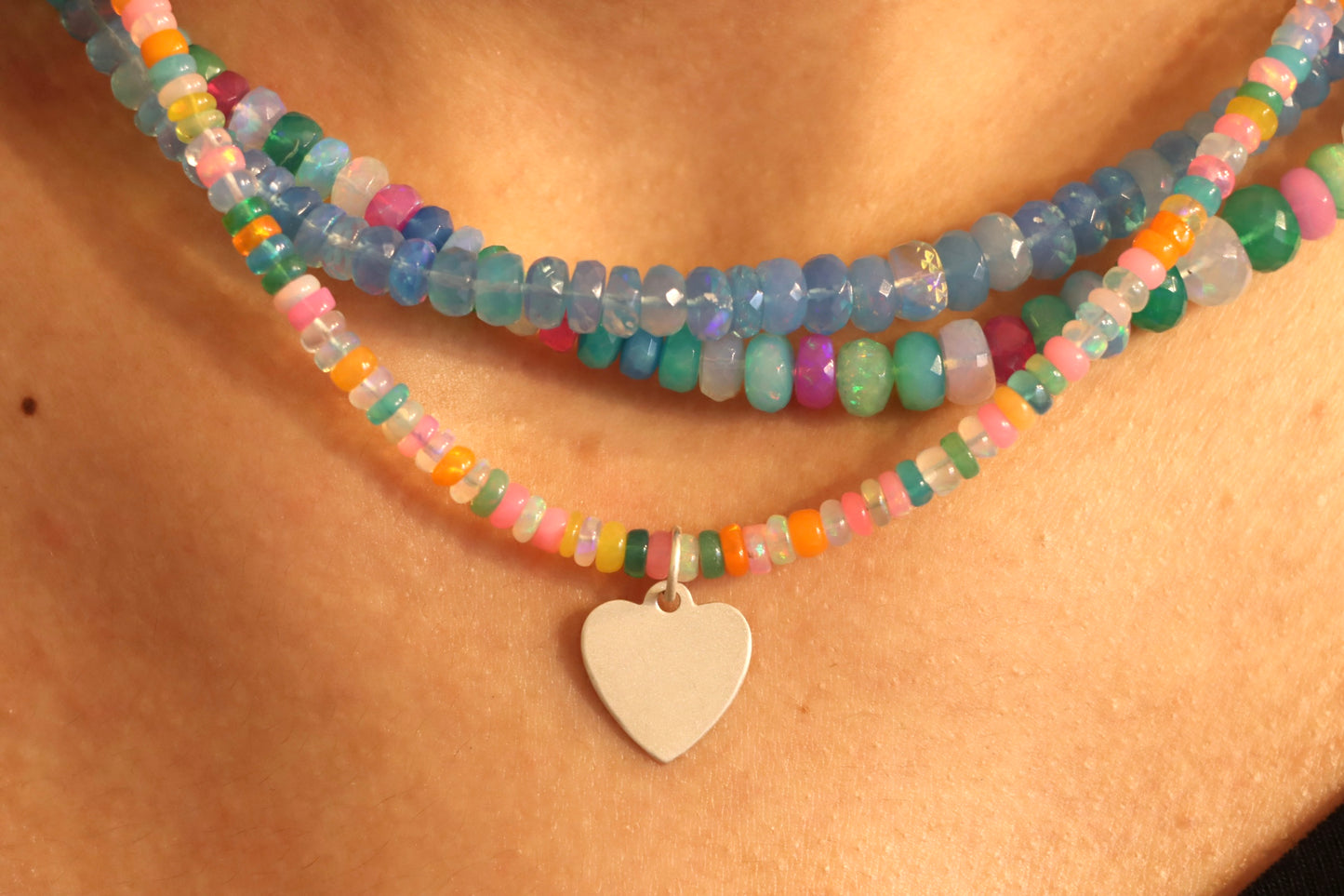 Disco faceted opal necklace