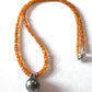 Orange sapphire & Tahitian pearl necklace
