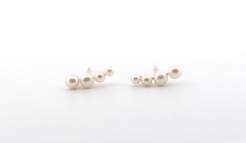 14k YG pearl curved earrings