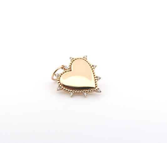 14k YG diamond heart charm