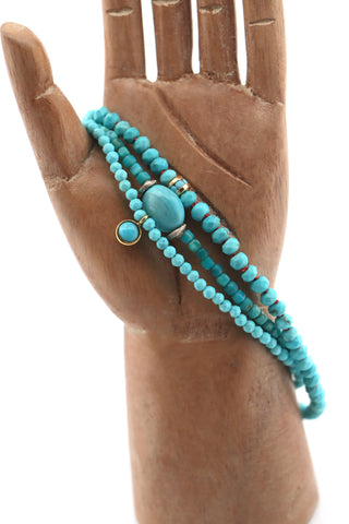 Turquoise with 14k YG turquoise inlay bead Bracelet