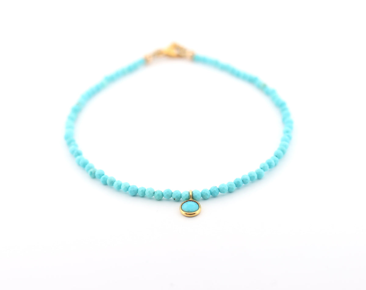 Micro facetted turquoise with turquoise drop Bracelet