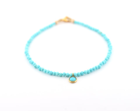 Micro facetted turquoise with turquoise drop Bracelet