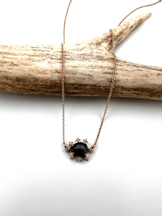 Black and white gold diamond necklace