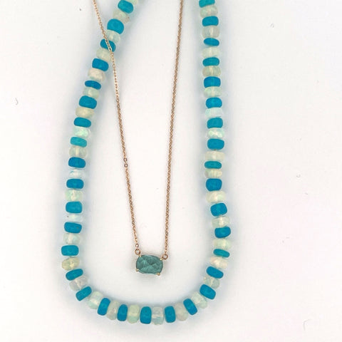 Ethiopian Opal blue and white necklace