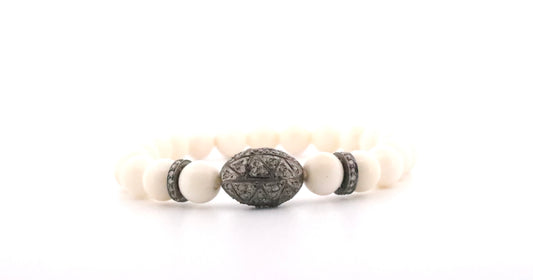Pave Diamond Bone Beaded Bracelet
