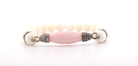 Bone, Coral & Diamond Bracelet