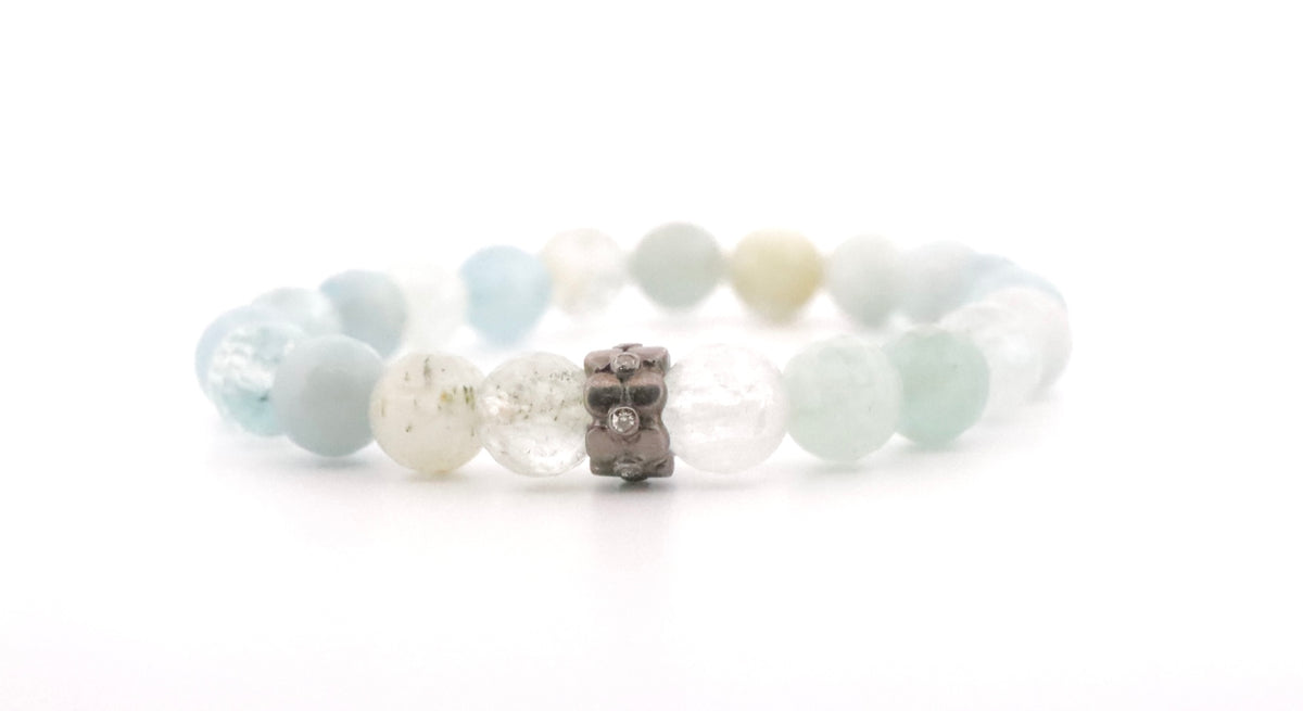 Aquamarine & Diamond Flower Spacer