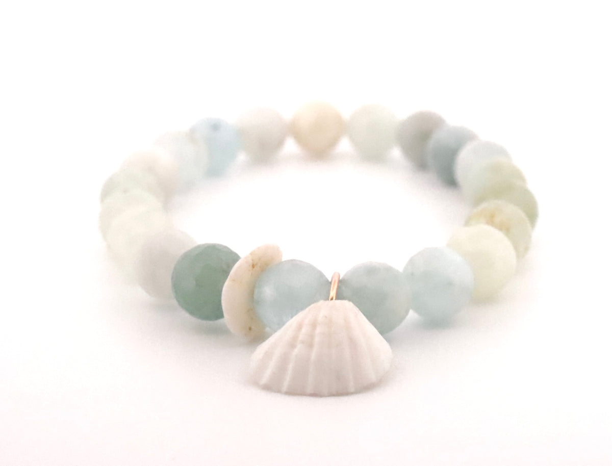 Aquamarine & Shell Bracelet