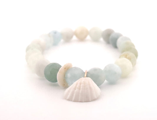 Aquamarine & Shell Bracelet