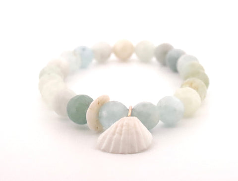 Aquamarine & Shell Bracelet