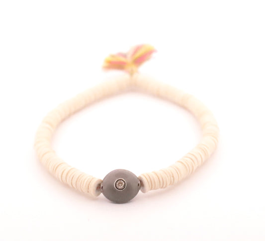 White Vinyl Beads With Enamel Eye