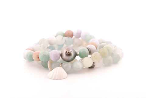 Aquamarine & Shell Bracelet