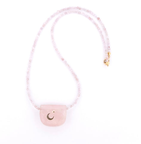 Rose Quartz Moon & Star Necklace