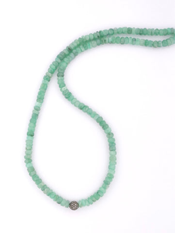 Emeralds With Pave Diamond Beads
