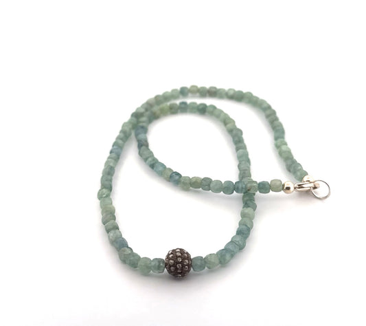 Kyanite and diamond bead necklace