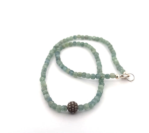 Kyanite and diamond bead necklace