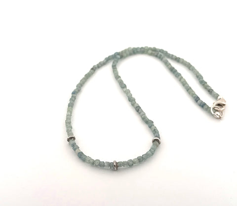Kyanite and silver bead necklace