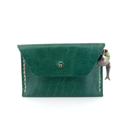 Green leather pouch