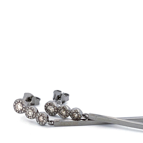 Diamond long bar earrings