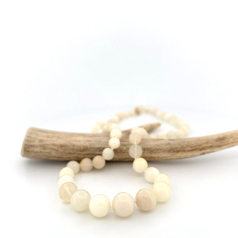 Round white opal necklace