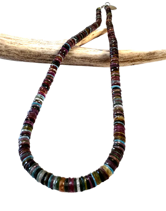 Multi tourmaline tyre necklace