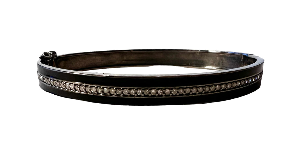 Black enamel & diamond bracelet