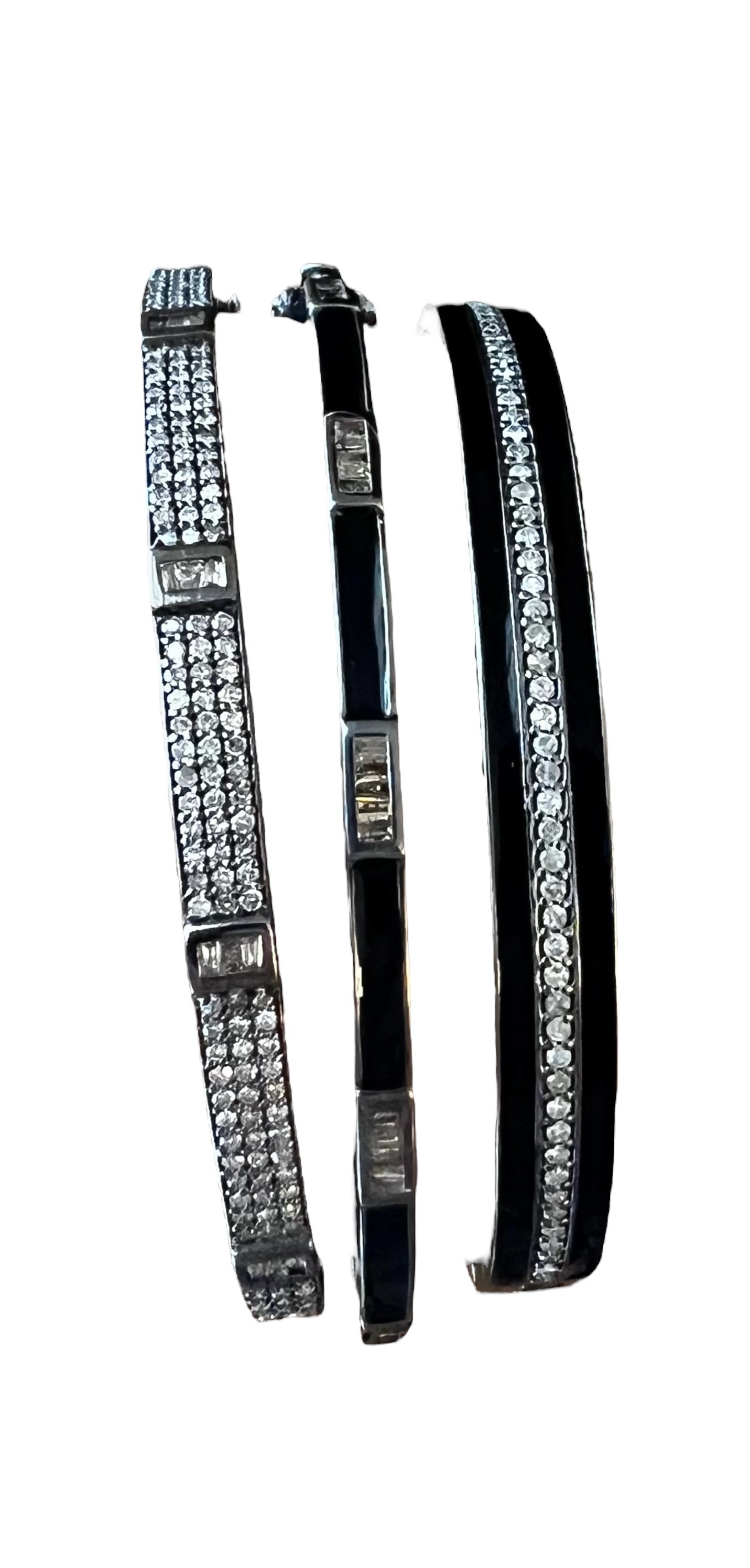 Black enamel & diamond bracelet