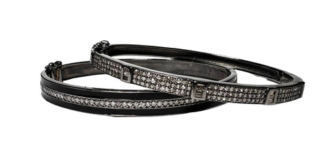 Black enamel & diamond bracelet