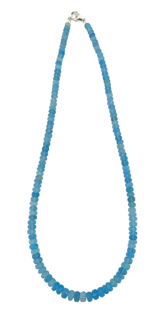 Translucent blue faceted  opal necklace