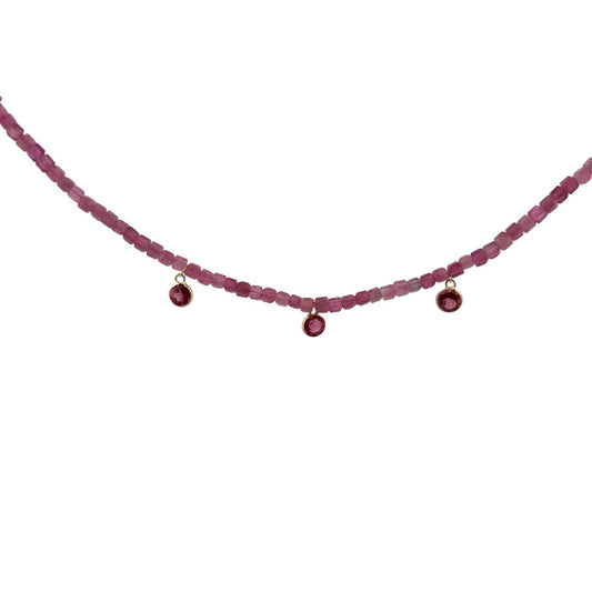 Three bezel drop tourmaline necklace