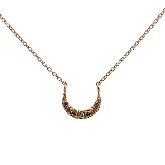 Gold and diamond crescent moon necklace