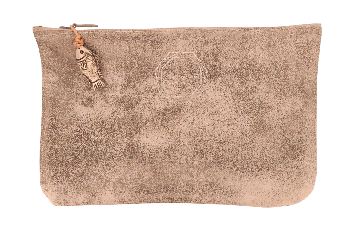 Brown Metallic Zip Pouch