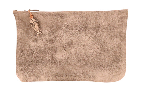 Brown Metallic Zip Pouch