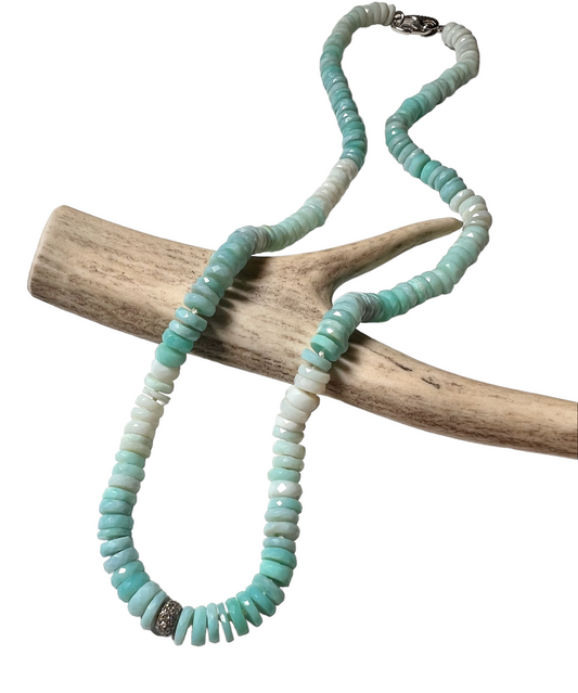 Peruvian opal heishi necklace