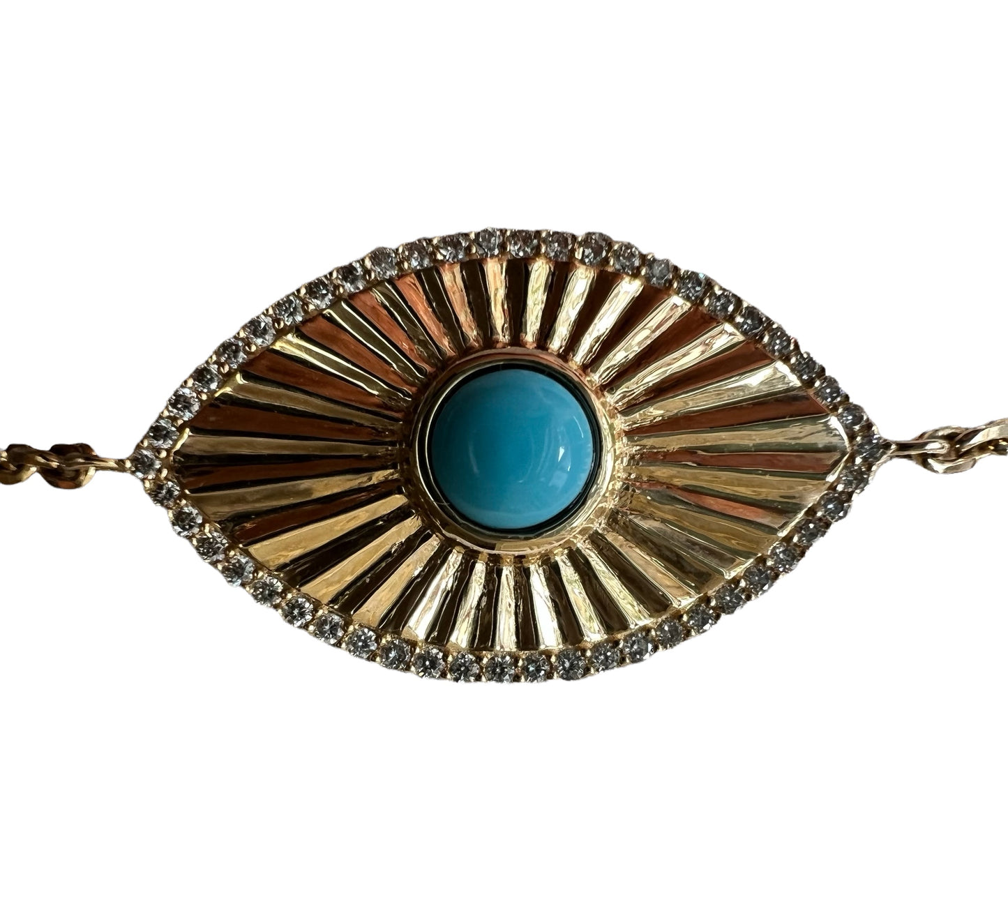 Gold turquoise & diamond eye bracelet