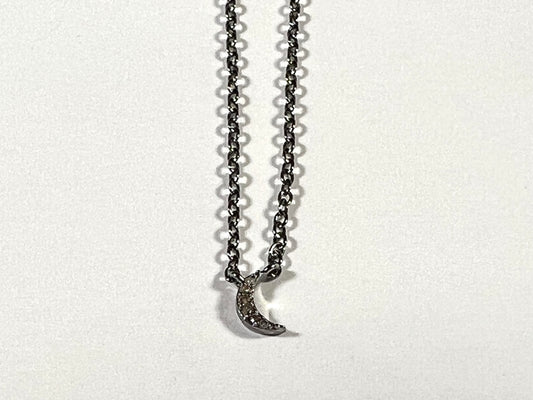 Mini diamond crescent moon necklace