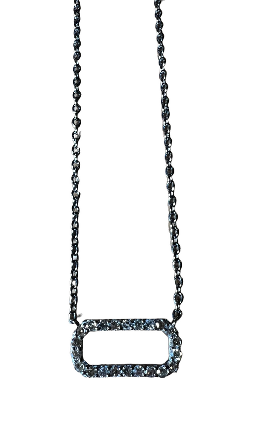 Diamond rectangle link necklace
